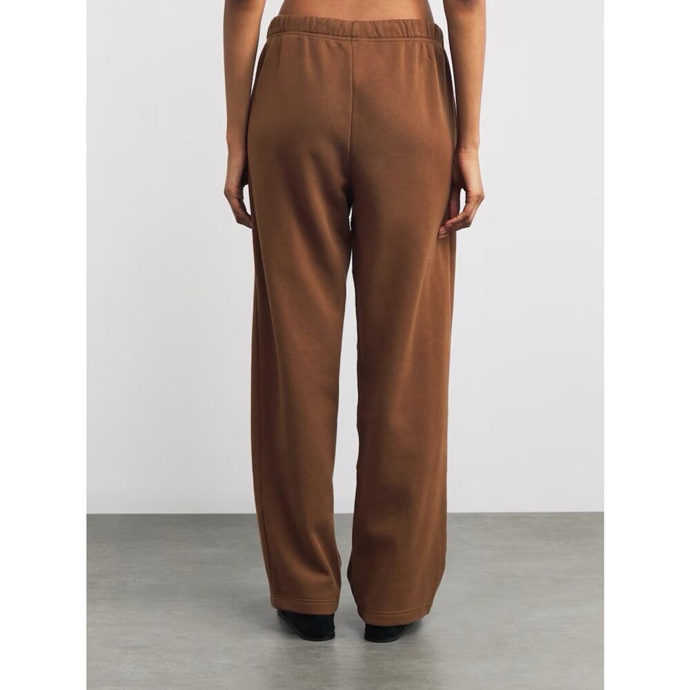 NWT SKIMS Cotton Fleece Straight Leg Pants Bison L Oversized Limited Edition - Picture 3 of 11